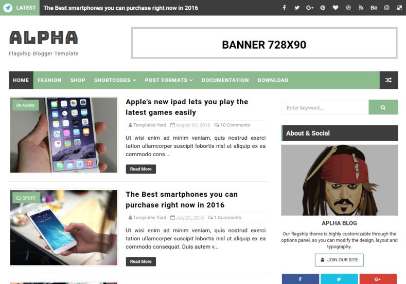 Alpha Blogger Template