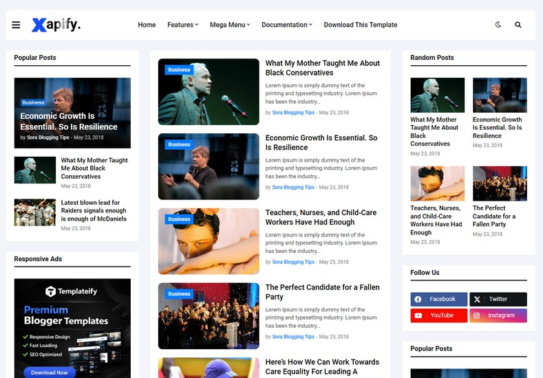 Xapify Blogger Template