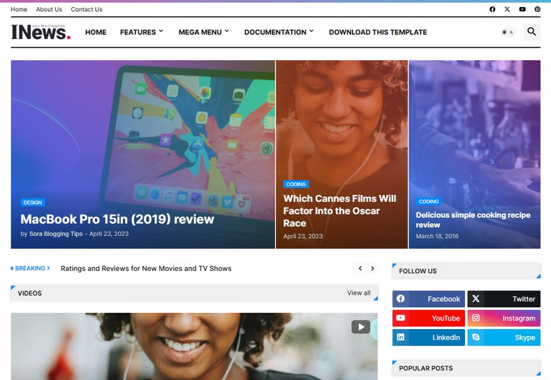 iNews Blogger Template